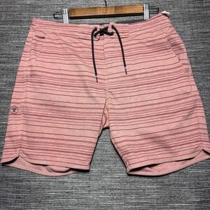Vissla Shorts Mens M Pink Striped Sofa Surfer Upcycled Poly Stretch M2023LOC